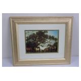 Horse Scene Framed Print - Gold Frame with White Mat 13' x 17.5'