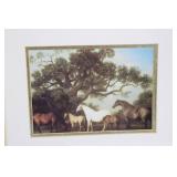 Horse Scene Framed Print - Gold Frame with White Mat 13' x 17.5'
