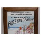 North County Newspapers Bocce Ball Championship Poster - 1990 World Beach Championship (Framed) 19.5' x 11.5'