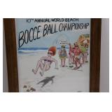 North County Newspapers Bocce Ball Championship Poster - 1990 World Beach Championship (Framed) 19.5' x 11.5'