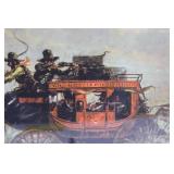 Wells Fargo & Co Overland Stage Framed Print - Western Horse-Drawn Stagecoach Scene 36' x 24.5'