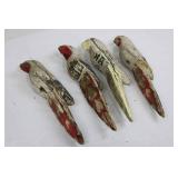 Hand-Carved Wooden Birds (Lot of 4)