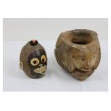 Wooden Carved Monkey & Owl Figures (Lot of 2)