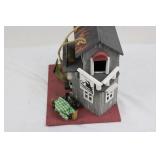 Biker Bar Miniature on Red Base with Route 66 Sign - 2-Story Wooden Model