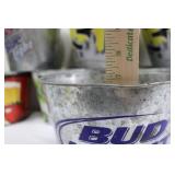 Vintage Tin Beer Buckets (Lot of 8) - Bud Light, Coors Light, Labatt Blue Light