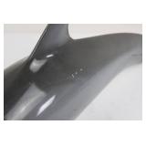 Shark Figurine Sculpture - Gray Plastic, About 11.5 in Long, Open Mouth with Teeth