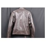 Bernard's Leather Motorcycle Jacket - Brown, Size 42