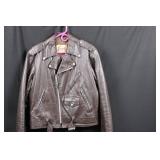 Bernard's Leather Motorcycle Jacket - Brown, Size 42