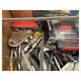 Box of Assorted Hand Tools & Hardware - Pliers, Drill Bits, Files, Wrenches