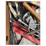 Box of Assorted Hand Tools & Hardware - Pliers, Drill Bits, Files, Wrenches