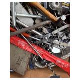 Box of Assorted Hand Tools & Hardware - Pliers, Drill Bits, Files, Wrenches