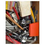 Box of Assorted Hand Tools & Hardware - Pliers, Drill Bits, Files, Wrenches
