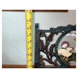 Ornate Cast-Iron Garden Chair - Rainbow Wood Slats (Red, Yellow, Navy, Green) With Duck Motif