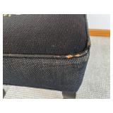 Floral Needlepoint Ottoman - Black Upholstery, 14 in W x 18 in D x 15 in H