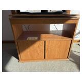 Oak Wood TV Stand 24x28x16 - Open Shelf & Cabinet Doors