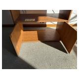 Oak Wood TV Stand 24x28x16 - Open Shelf & Cabinet Doors
