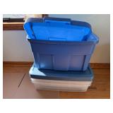 Blue Plastic Storage Bins With Lids - 3-Piece Stackable Set