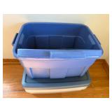 Blue Plastic Storage Bins With Lids - 3-Piece Stackable Set