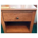 Wood Nightstand with Drawer & Open Shelf - 1-Drawer End Table, Scalloped Apron