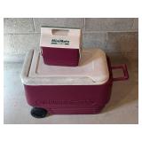 Igloo MiniMate Wheeled Cooler System - Burgundy & White Two-Piece
