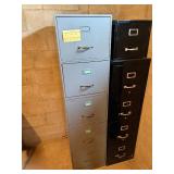 Tall Filing Cabinets - Blue Gray 66H x 17W x 24D in & Black 65H x 15W x 24D in (Lot of 2)