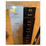 Tall Filing Cabinets - Blue Gray 66H x 17W x 24D in & Black 65H x 15W x 24D in (Lot of 2)