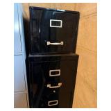 Tall Filing Cabinets - Blue Gray 66H x 17W x 24D in & Black 65H x 15W x 24D in (Lot of 2)