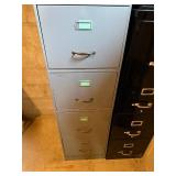 Tall Filing Cabinets - Blue Gray 66H x 17W x 24D in & Black 65H x 15W x 24D in (Lot of 2)