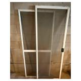 Screen Doors (Lot of 2) - White Aluminum Frame, 29.5'W x 78'H (Right) & 31'W x 75'H (Left)