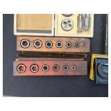 Vintage Metalworking Tap & Die Set with Drill Bits, Hex Keys & Calipers in Red Cases