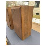 Pair of Vintage Wood-Veneer Speakers - Brown Grille Cloth