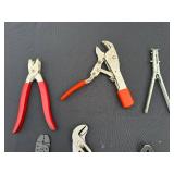 Assorted Pliers & Hand Tools - Locking Pliers, Needle-Nose, Diagonal Cutters, Wrenches