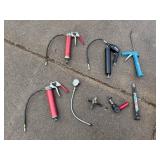 Grease Guns & Automotive Tools Set - Red/Black Guns, Gauge & Hose, Caulking Gun