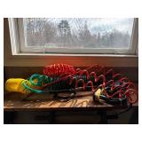 Coiled Air Hoses (Lot of 3) - Red, Yellow & Green Spiral Hoses with Connectors