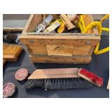 Kiwi Shoe Polish & Assorted Brushes in Wooden Box - Workshop Maintenance Set