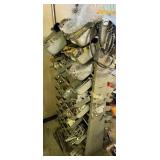 Assorted Hardware Fasteners - Screws, Nuts, Bolts & Washers in Metal Bin Rack