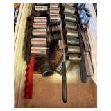 Socket Set with Hand Tools in Wood Tool Drawer - Automotive Shop Hardware