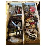 Assorted Electrical Components & Wiring - Terminal Blocks, Relays, Harnesses In 2-Drawer Cabinet