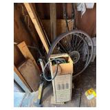Vintage 26-In Bicycle Wheel with Steel Rim and Hub & Misc Garage Items