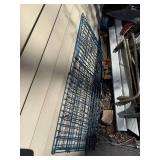 Assorted Metal Salvage: Pipes, Wire Mesh Panels & Shelving Frames