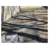 Assorted Metal Salvage: Pipes, Wire Mesh Panels & Shelving Frames