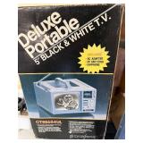 This Broksonic Deluxe Portable 5" Black and White TV (Model CTRE684UL) is a vintage electronic collectible
