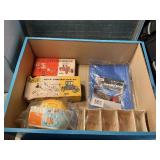 Tin storage box with misc contents