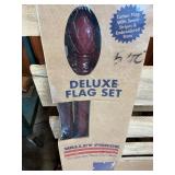 Valley Forge Deluxe American Flag Set – Wood Pole & Mounting Bracket – New in Box – Made in USA
