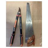 Nicholson Hand Saw & Black & Decker Loppers – Yard & Wood Cutting Tool Lot