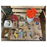 Huge Mixed Tool & Hardware Lot – Hand Tools, Fasteners, Buckets, Stapler & More – Shop Lot