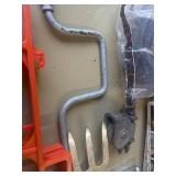 Box of various tools, grinding wheel, c clamps and more