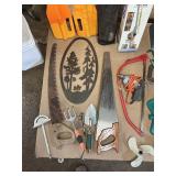 Large Mixed Yard & Shop Lot – Sprinklers, Paddles, Saws, Tools, Hardware & More