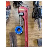 Box of fasteners, tie downs, wrenches and various.