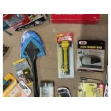 Mixed Tool & Hardware Lot – Master Lock Cable, Hand Tools, Level, Saw Blade, Accessories & More